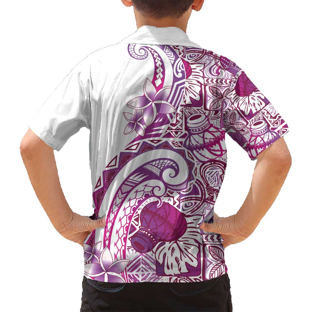 Aloha Hawaii Tapa Family Matching Tank Maxi Dress and Hawaiian Shirt Vibrant Fuchsia Hawaiian Ipu LT7 - Polynesian Pride