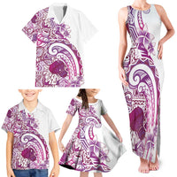 Aloha Hawaii Tapa Family Matching Tank Maxi Dress and Hawaiian Shirt Vibrant Fuchsia Hawaiian Ipu LT7 - Polynesian Pride