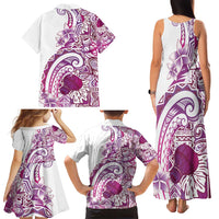 Aloha Hawaii Tapa Family Matching Tank Maxi Dress and Hawaiian Shirt Vibrant Fuchsia Hawaiian Ipu LT7 - Polynesian Pride