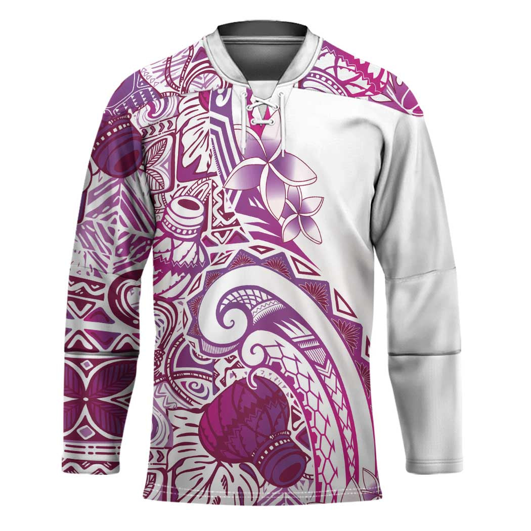 Aloha Hawaii Tapa Hockey Jersey Vibrant Fuchsia Hawaiian Ipu - Polynesian Pride