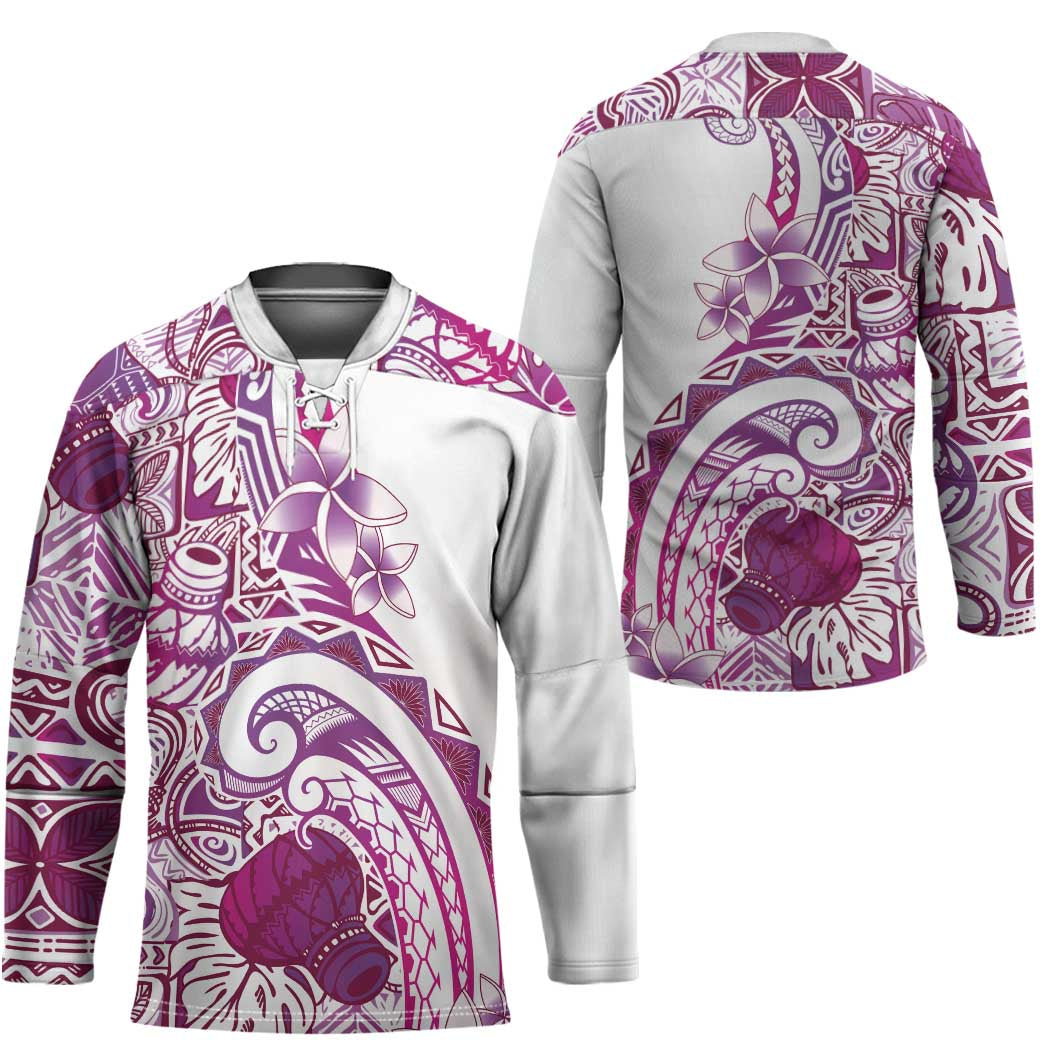 Aloha Hawaii Tapa Hockey Jersey Vibrant Fuchsia Hawaiian Ipu - Polynesian Pride