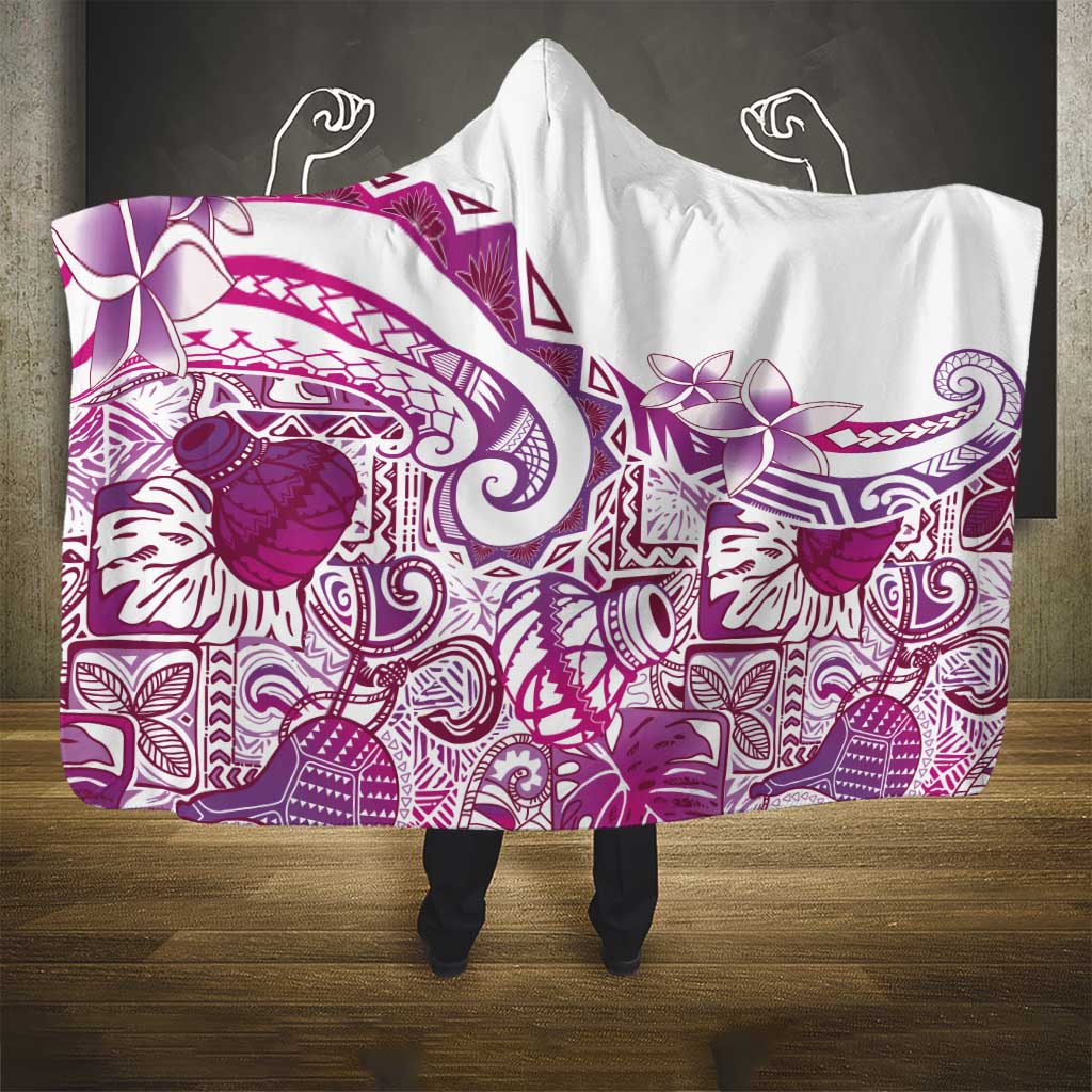 Aloha Hawaii Tapa Hooded Blanket Vibrant Fuchsia Hawaiian Ipu - Polynesian Pride