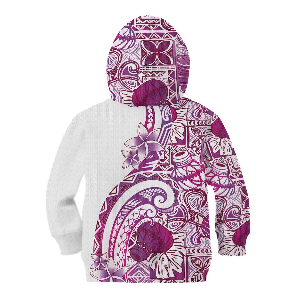 Aloha Hawaii Tapa Kid Hoodie Vibrant Fuchsia Hawaiian Ipu - Polynesian Pride