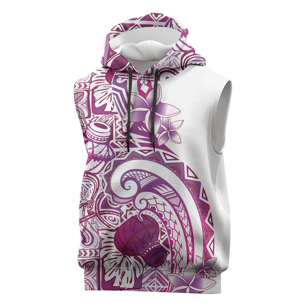 Aloha Hawaii Tapa Sleeveless Hoodie Vibrant Fuchsia Hawaiian Ipu LT7 Fuchsia - Polynesian Pride