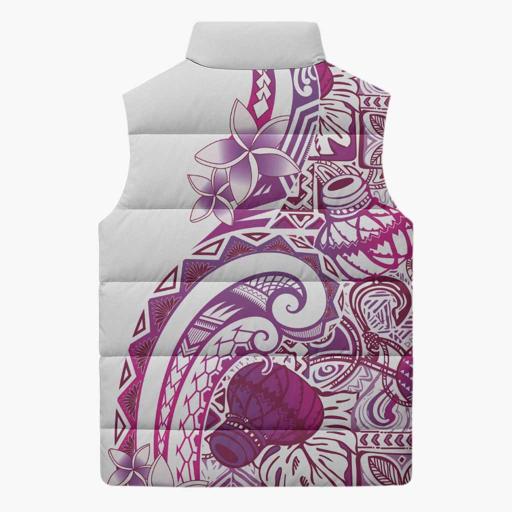 Aloha Hawaii Tapa Sleeveless Puffer Jacket Vibrant Fuchsia Hawaiian Ipu - Polynesian Pride