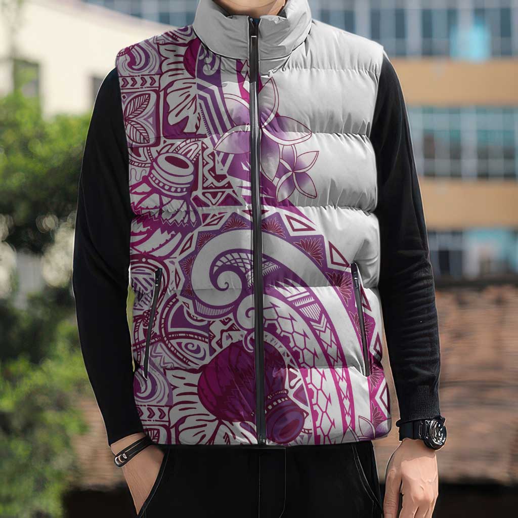 Aloha Hawaii Tapa Sleeveless Puffer Jacket Vibrant Fuchsia Hawaiian Ipu - Polynesian Pride