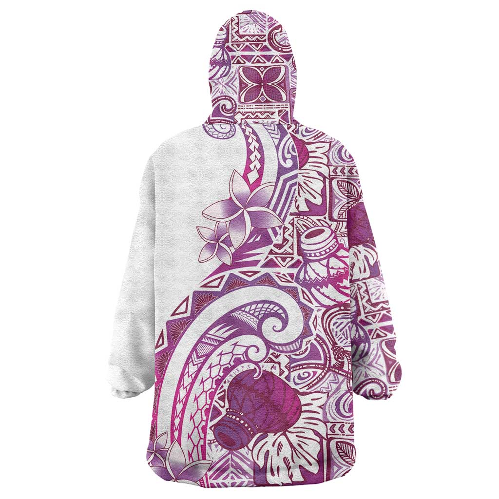 Aloha Hawaii Tapa Wearable Blanket Hoodie Vibrant Fuchsia Hawaiian Ipu LT7 - Polynesian Pride