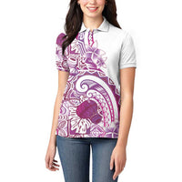 Aloha Hawaii Tapa Women Polo Shirt Vibrant Fuchsia Hawaiian Ipu - Polynesian Pride