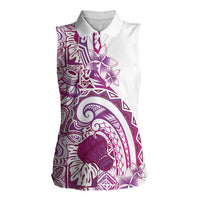 Aloha Hawaii Tapa Women Sleeveless Polo Shirt Vibrant Fuchsia Hawaiian Ipu LT7 Female Fuchsia - Polynesian Pride