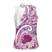 Aloha Hawaii Tapa Women Sleeveless Polo Shirt Vibrant Fuchsia Hawaiian Ipu LT7 - Polynesian Pride