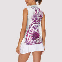 Aloha Hawaii Tapa Women Sleeveless Polo Shirt Vibrant Fuchsia Hawaiian Ipu LT7 - Polynesian Pride