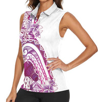 Aloha Hawaii Tapa Women Sleeveless Polo Shirt Vibrant Fuchsia Hawaiian Ipu LT7 - Polynesian Pride