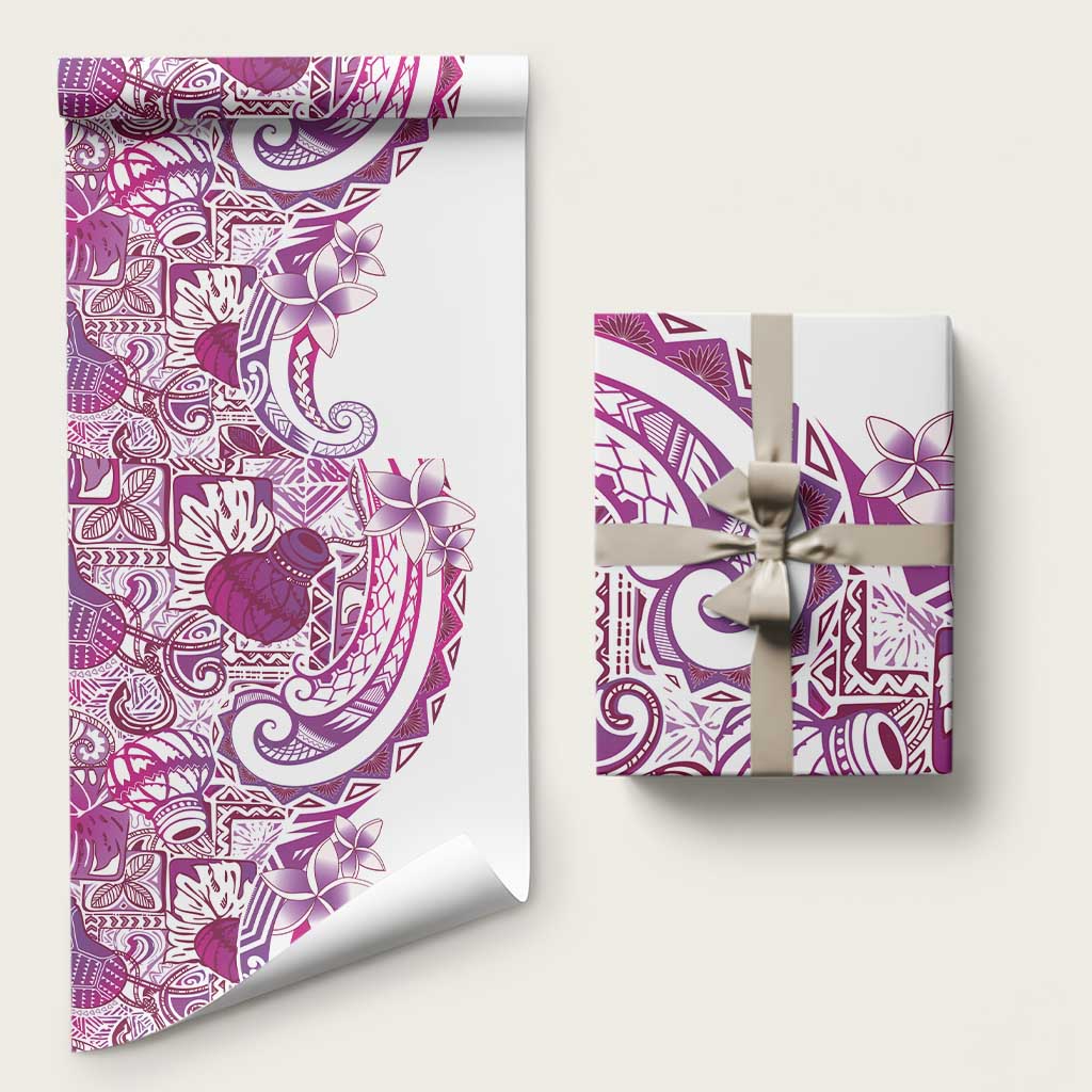 Aloha Hawaii Tapa Wrapping Paper Vibrant Fuchsia Hawaiian Ipu