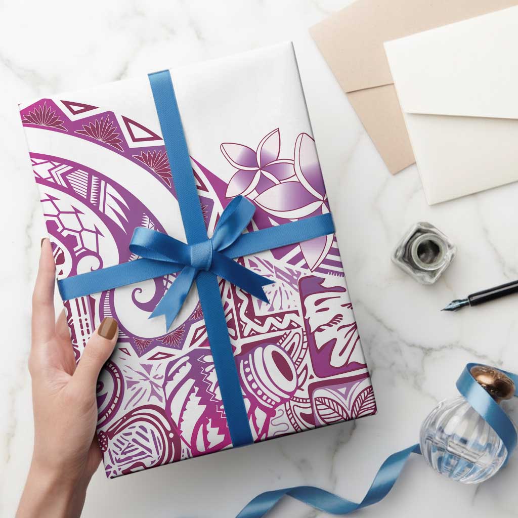 Aloha Hawaii Tapa Wrapping Paper Vibrant Fuchsia Hawaiian Ipu