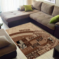 Samoa Mamanu Siapo Mocha Area Rug Tatau Malie LT7 - Polynesian Pride