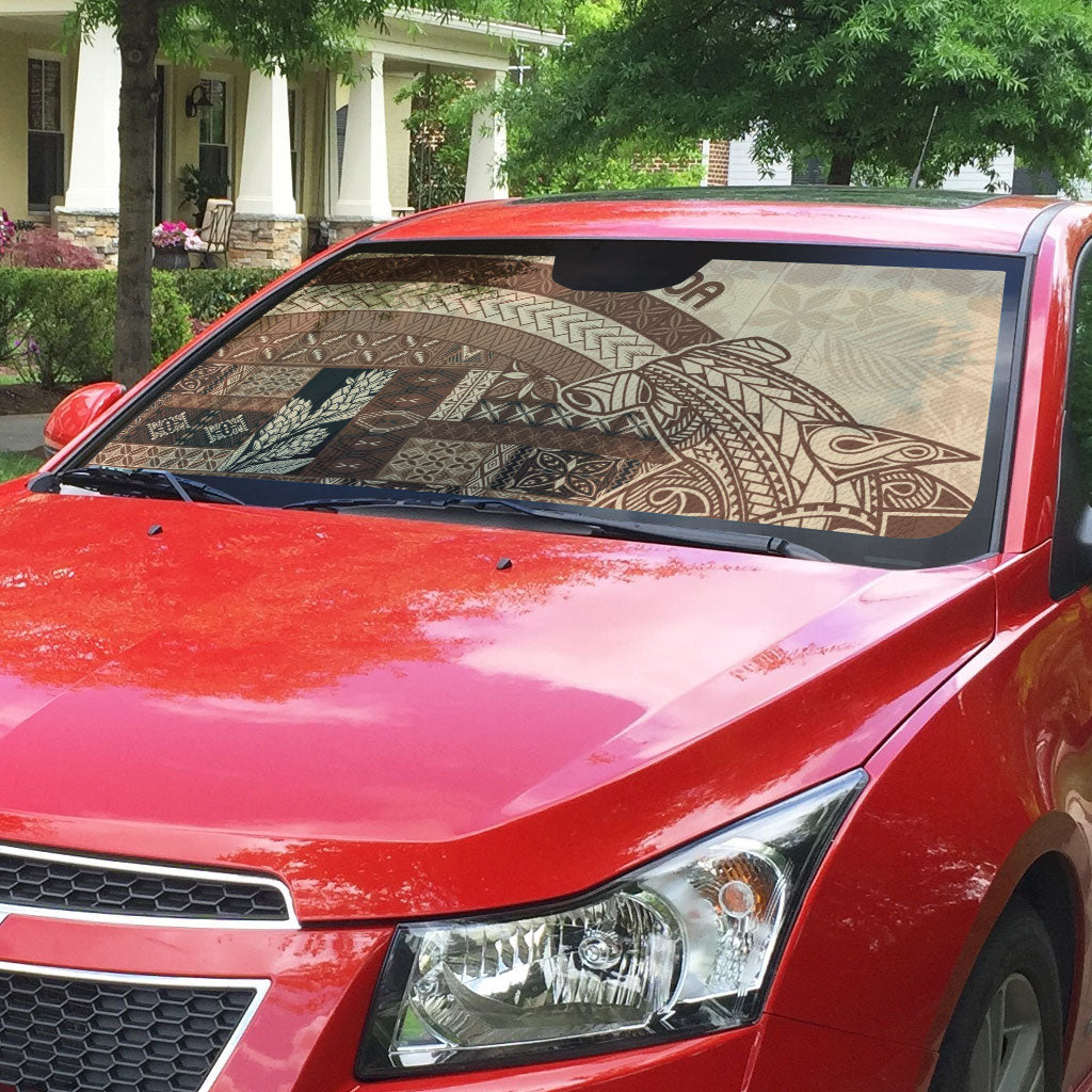 Samoa Mamanu Siapo Mocha Auto Sun Shade Tatau Malie LT7 - Polynesian Pride