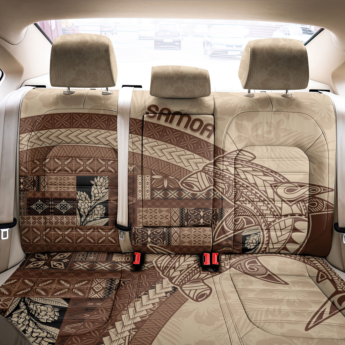 Samoa Mamanu Siapo Mocha Back Car Seat Cover Tatau Malie LT7 - Polynesian Pride