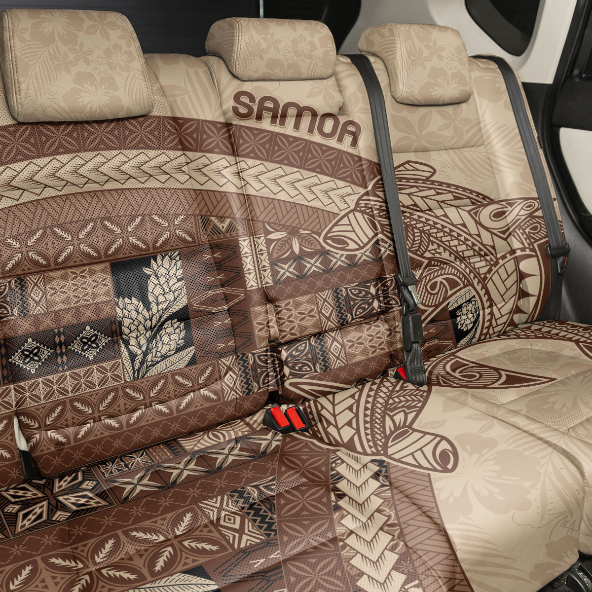Samoa Mamanu Siapo Mocha Back Car Seat Cover Tatau Malie LT7 - Polynesian Pride