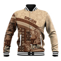 Samoa Mamanu Siapo Mocha Baseball Jacket Tatau Malie LT7 Unisex Beige - Polynesian Pride