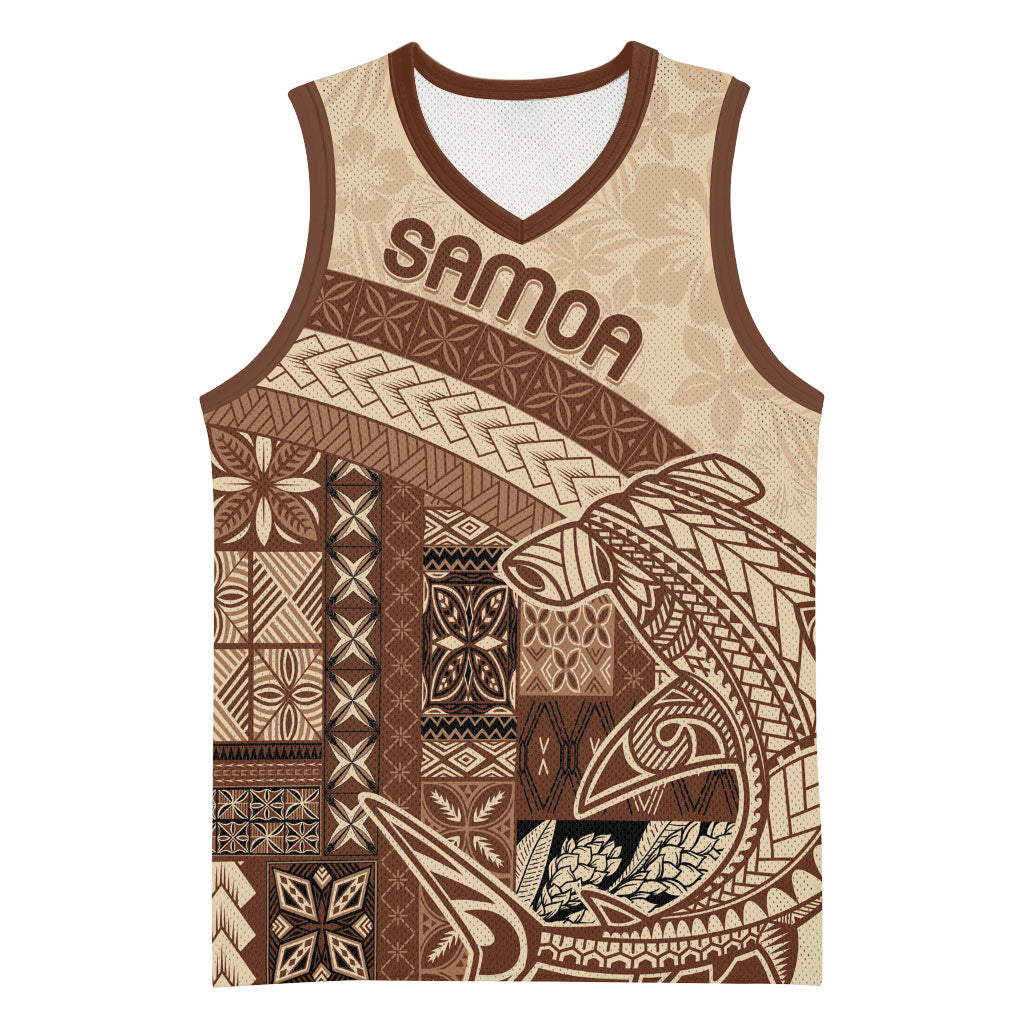 Samoa Mamanu Siapo Mocha Basketball Jersey Tatau Malie LT7 Unisex Beige - Polynesian Pride