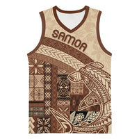 Samoa Mamanu Siapo Mocha Basketball Jersey Tatau Malie LT7 Unisex Beige - Polynesian Pride