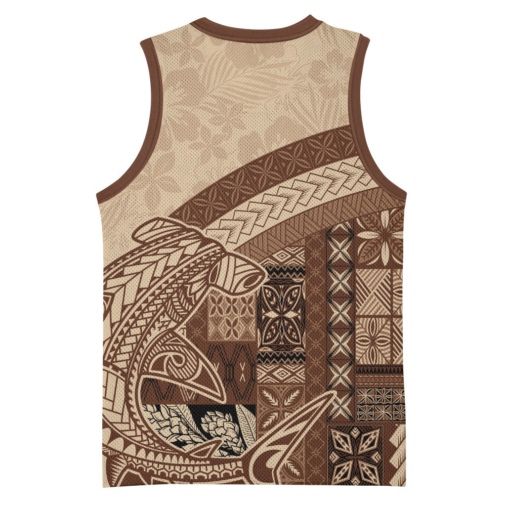 Samoa Mamanu Siapo Mocha Basketball Jersey Tatau Malie LT7 - Polynesian Pride
