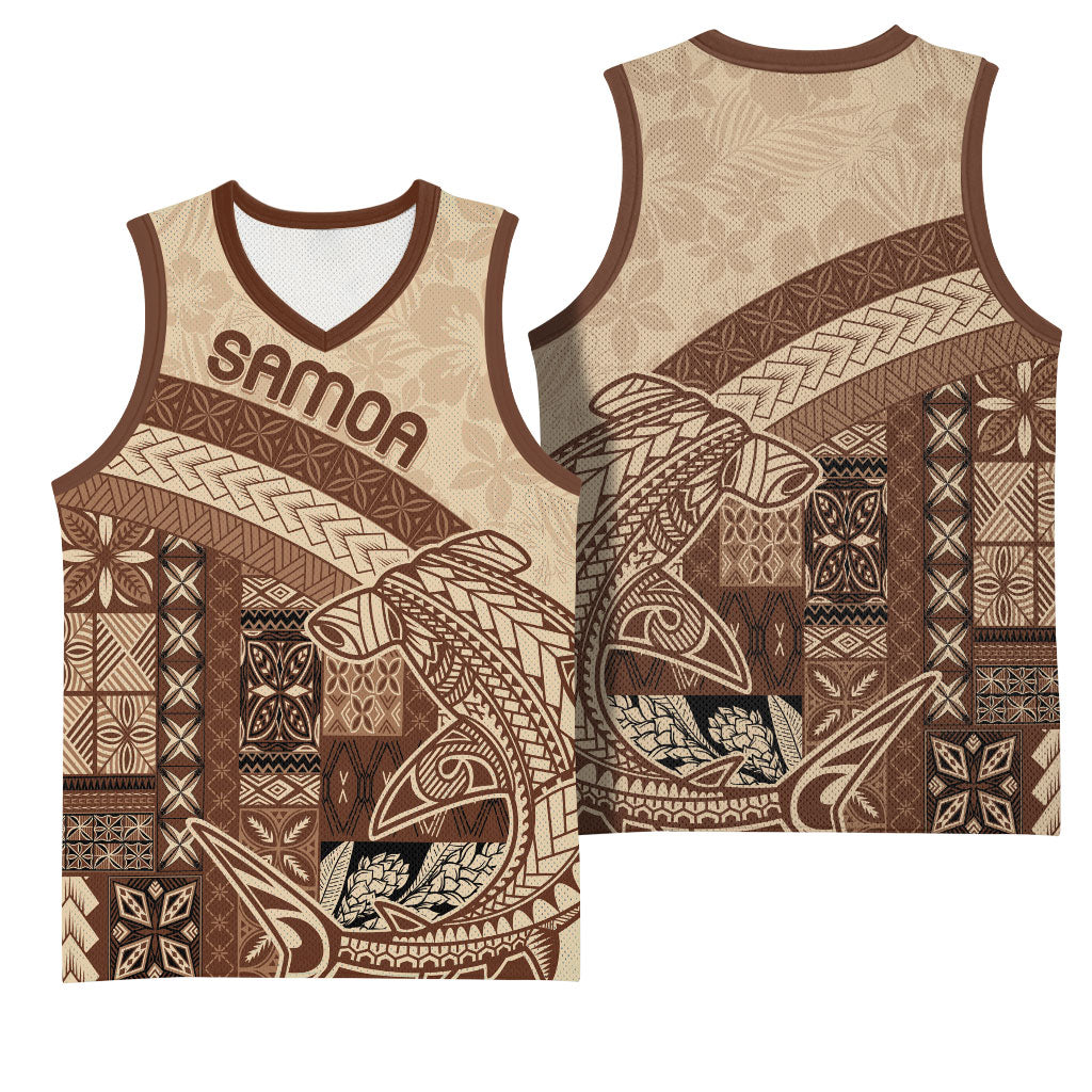 Samoa Mamanu Siapo Mocha Basketball Jersey Tatau Malie LT7 - Polynesian Pride