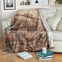 Samoa Mamanu Siapo Mocha Blanket Tatau Malie LT7 Beige - Polynesian Pride