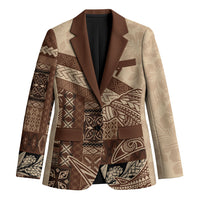 Samoa Mamanu Siapo Mocha Blazer Tatau Malie LT7 Unisex Beige - Polynesian Pride