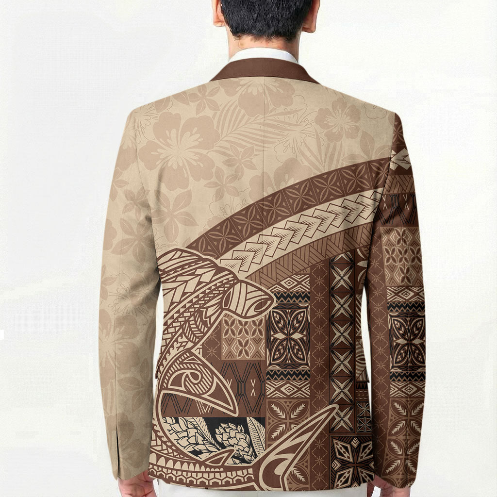 Samoa Mamanu Siapo Mocha Blazer Tatau Malie LT7 - Polynesian Pride