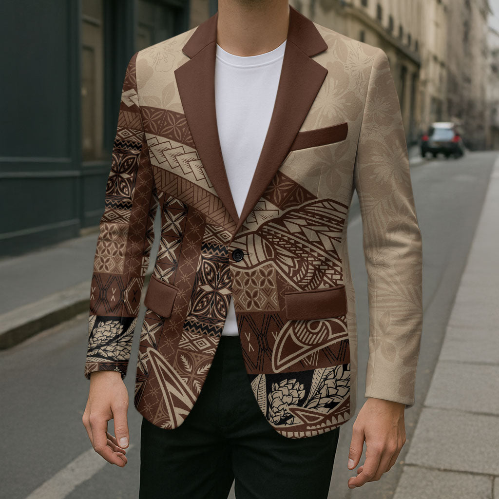 Samoa Mamanu Siapo Mocha Blazer Tatau Malie LT7 - Polynesian Pride