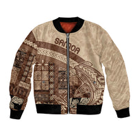 Samoa Mamanu Siapo Mocha Bomber Jacket Tatau Malie LT7 Unisex Beige - Polynesian Pride