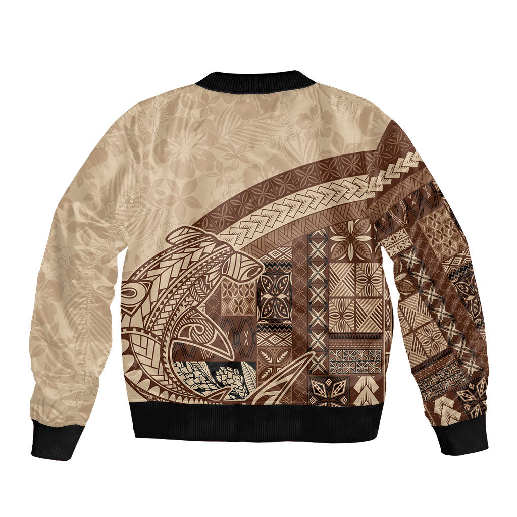 Samoa Mamanu Siapo Mocha Bomber Jacket Tatau Malie LT7 - Polynesian Pride