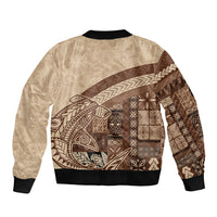 Samoa Mamanu Siapo Mocha Bomber Jacket Tatau Malie LT7 - Polynesian Pride
