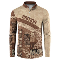 Samoa Mamanu Siapo Mocha Button Sweatshirt Tatau Malie LT7 Beige - Polynesian Pride