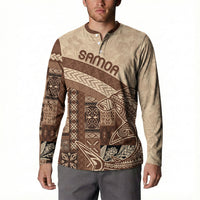 Samoa Mamanu Siapo Mocha Button Sweatshirt Tatau Malie LT7 - Polynesian Pride