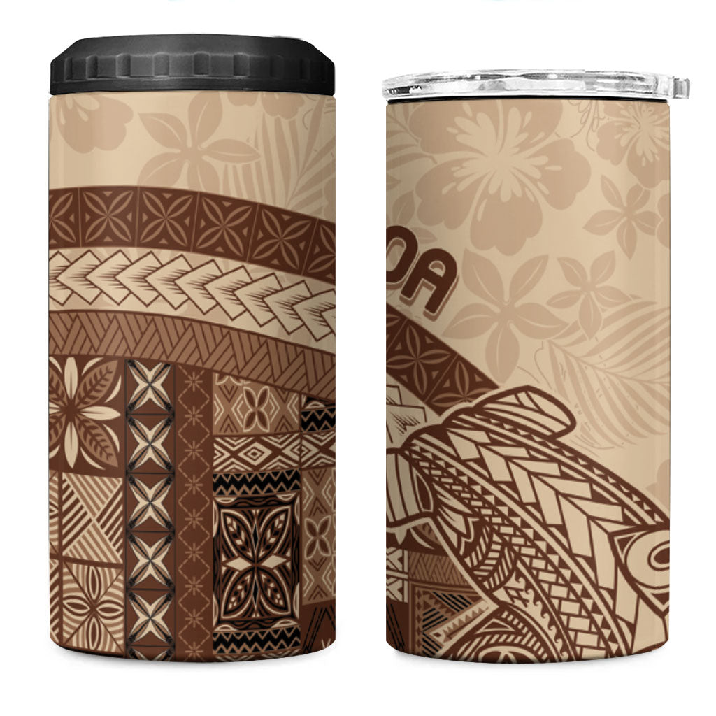 Samoa Mamanu Siapo Mocha 4 in 1 Can Cooler Tumbler Tatau Malie LT7 One Size: 16 oz Beige - Polynesian Pride
