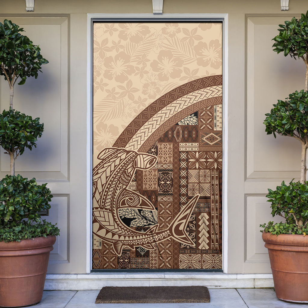 Samoa Mamanu Siapo Mocha Door Cover Tatau Malie LT7 Beige - Polynesian Pride