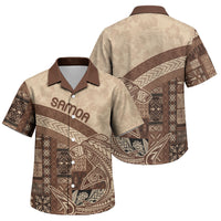 Samoa Mamanu Siapo Mocha Family Matching Tank Maxi Dress and Hawaiian Shirt Tatau Malie LT7 Son's Shirt Beige - Polynesian Pride