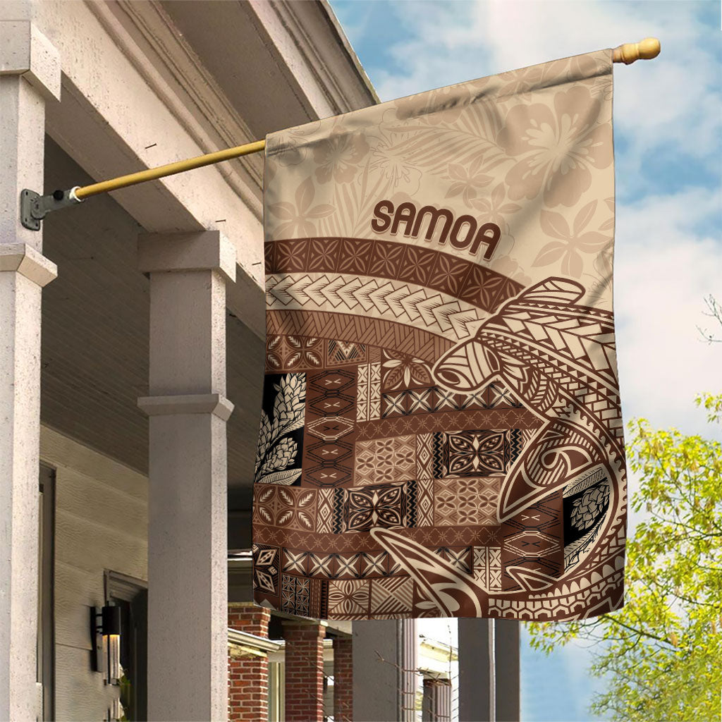 Samoa Mamanu Siapo Mocha Garden Flag Tatau Malie LT7 House Flag Beige - Polynesian Pride