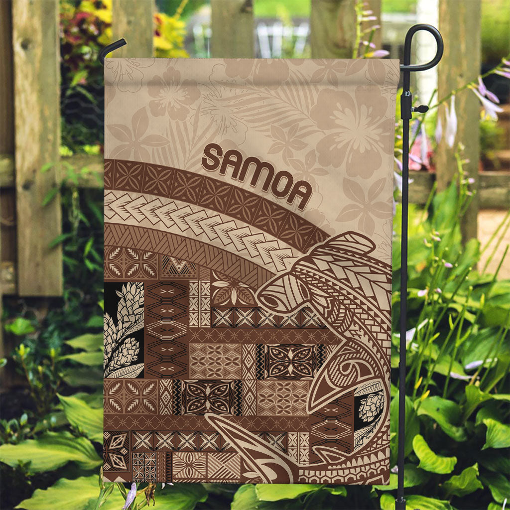 Samoa Mamanu Siapo Mocha Garden Flag Tatau Malie LT7 Garden Flag Beige - Polynesian Pride