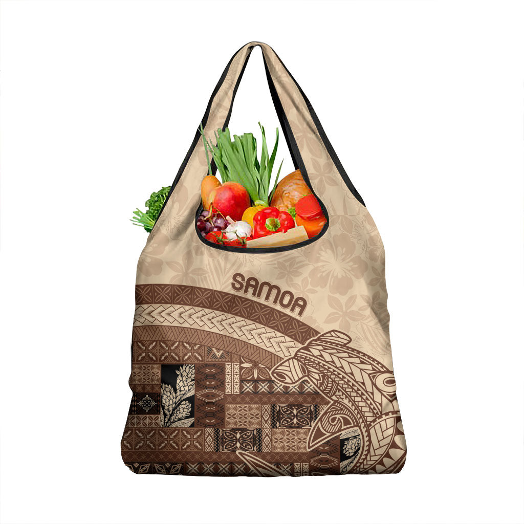 Samoa Mamanu Siapo Mocha Grocery Bag Tatau Malie LT7 1-pack One Size Beige - Polynesian Pride