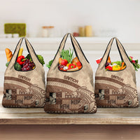 Samoa Mamanu Siapo Mocha Grocery Bag Tatau Malie LT7 3-pack One Size Beige - Polynesian Pride