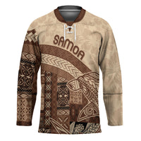 Samoa Mamanu Siapo Mocha Hockey Jersey Tatau Malie LT7 Unisex Beige - Polynesian Pride