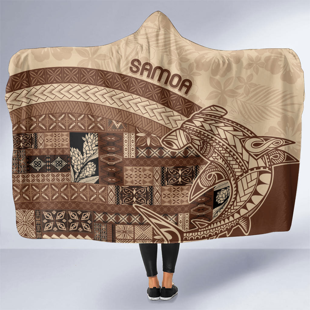 Samoa Mamanu Siapo Mocha Hooded Blanket Tatau Malie LT7 One Size Beige - Polynesian Pride