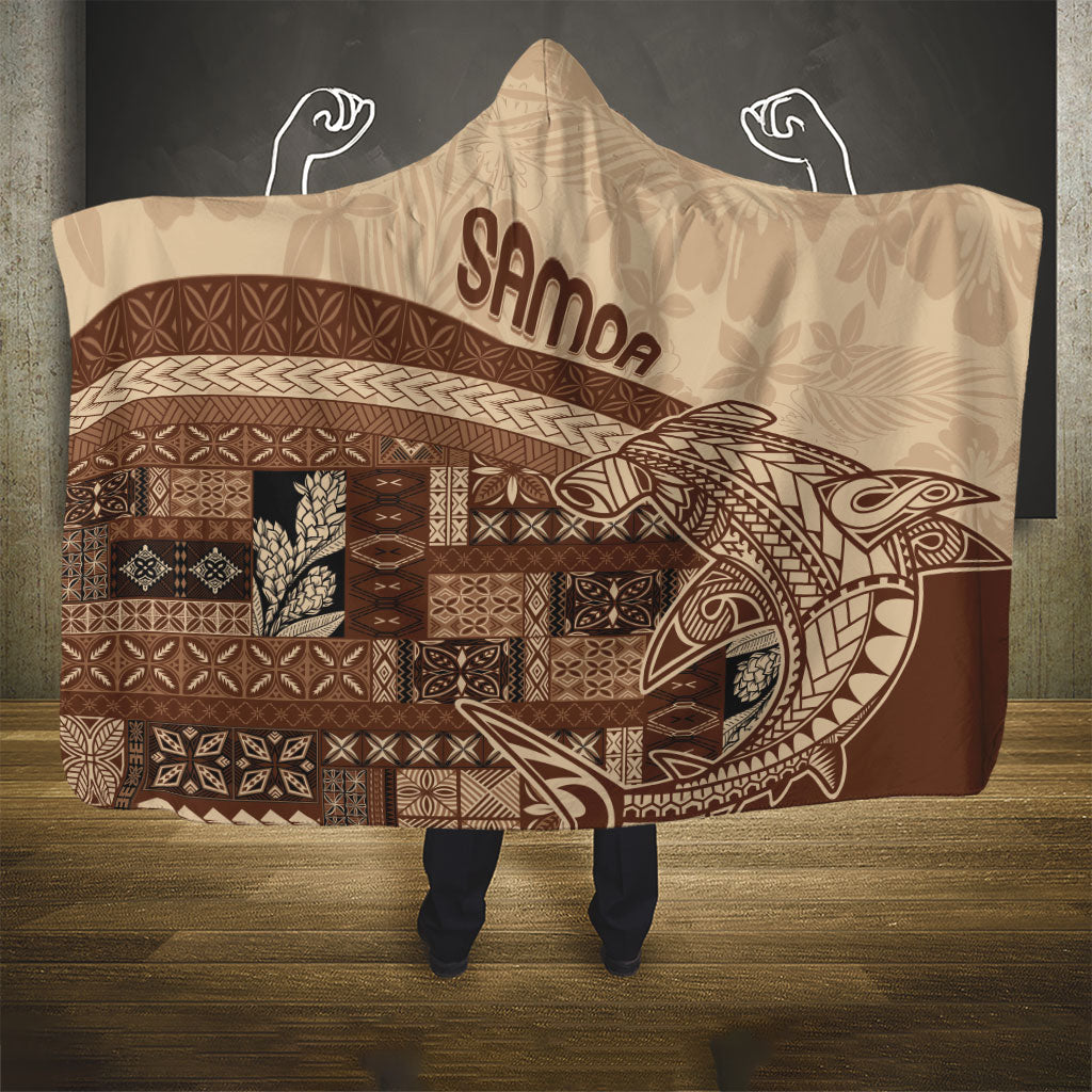 Samoa Mamanu Siapo Mocha Hooded Blanket Tatau Malie LT7 - Polynesian Pride