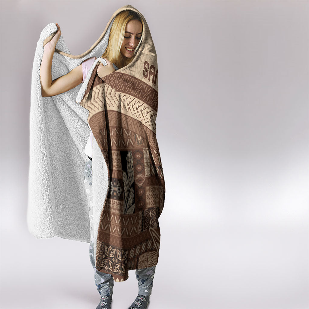 Samoa Mamanu Siapo Mocha Hooded Blanket Tatau Malie LT7 - Polynesian Pride