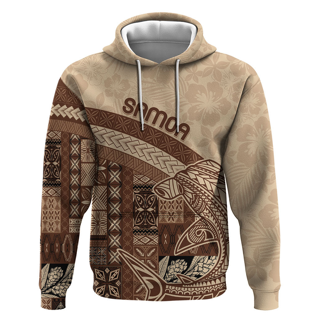 Samoa Mamanu Siapo Mocha Hoodie Tatau Malie LT7 Pullover Hoodie Beige - Polynesian Pride