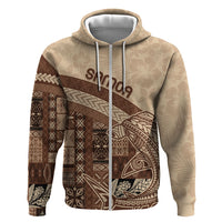 Samoa Mamanu Siapo Mocha Hoodie Tatau Malie LT7 Zip Hoodie Beige - Polynesian Pride