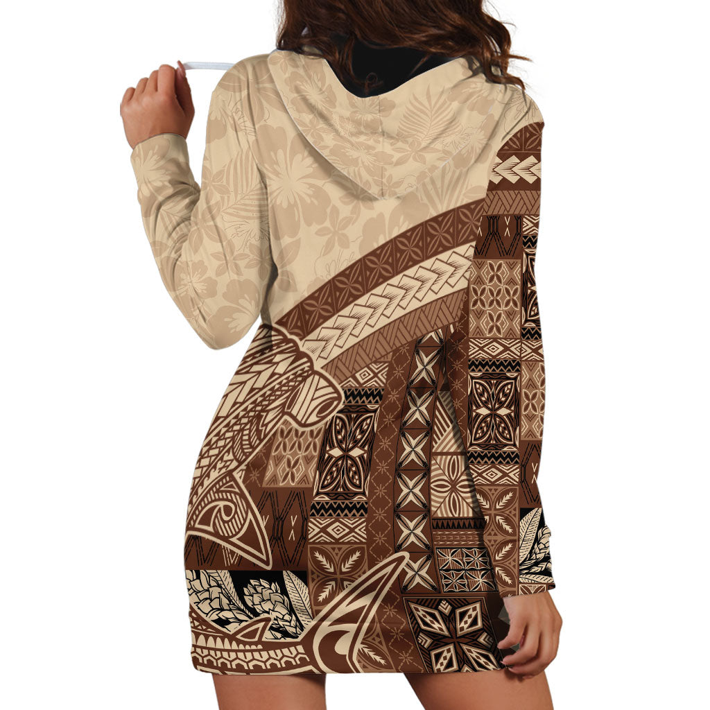 Samoa Mamanu Siapo Mocha Hoodie Dress Tatau Malie LT7 - Polynesian Pride